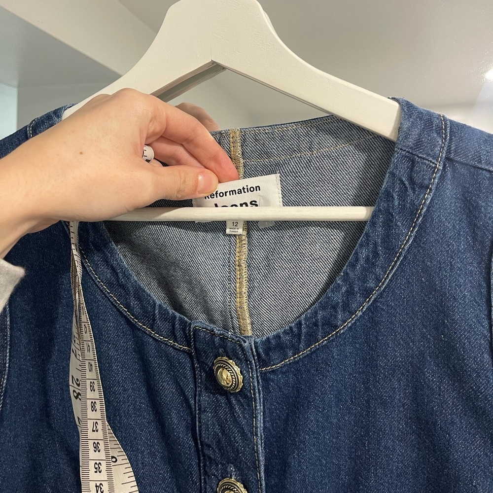 Reformation Women's Blue Tropez Denim Mini Dress 12 - Picture 8 of 11